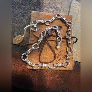 BARBARA BIXBY Couture SS 18k Gold Diamond Flower Oval Link Necklace Retail $1780